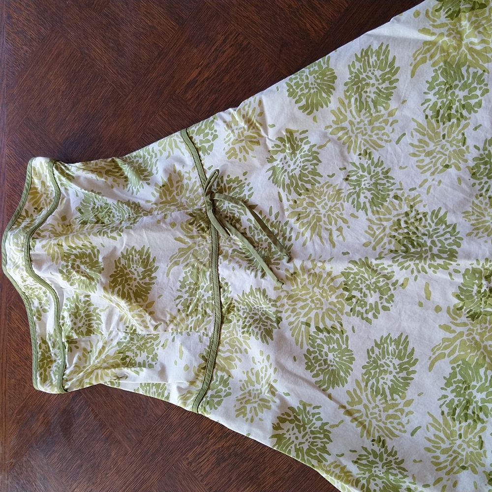 2 tone green printed strapless dress, sz 3